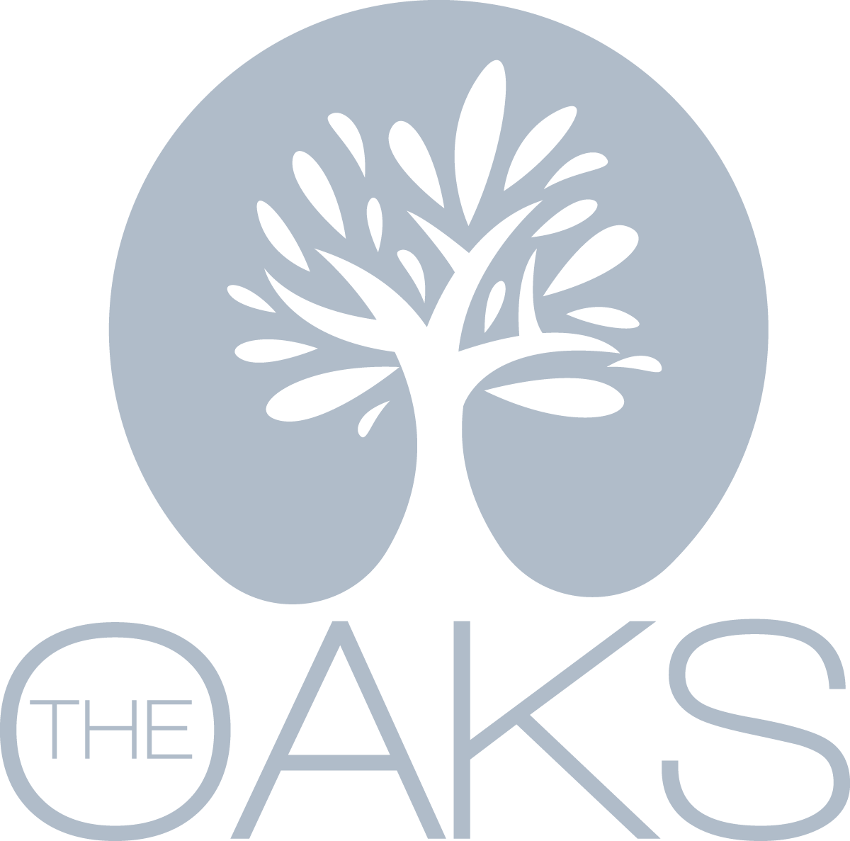 Image of a tree in a circle with the words The Oaks